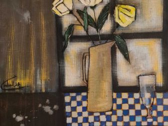 Vase aux tulipes 2 /  Mixtes sur toile/ 60×60