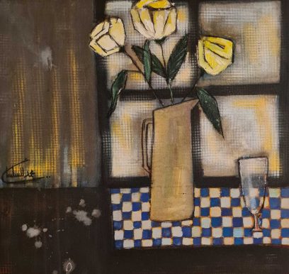 Vase aux tulipes 2 /  Mixtes sur toile/ 60×60