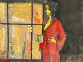 Jour d’hiver.Mixte sur toile 120*120